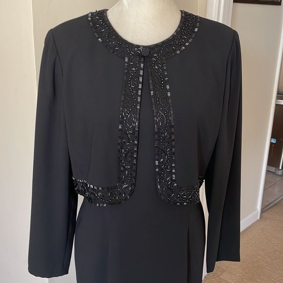 Marianna Black Beaded Front Dress. - Picture 2 of 16